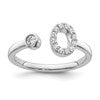 14k White Gold 1/5 carat Lab Grown Diamond VS/SI+ G+ Complete Initial O Adjustable Ring