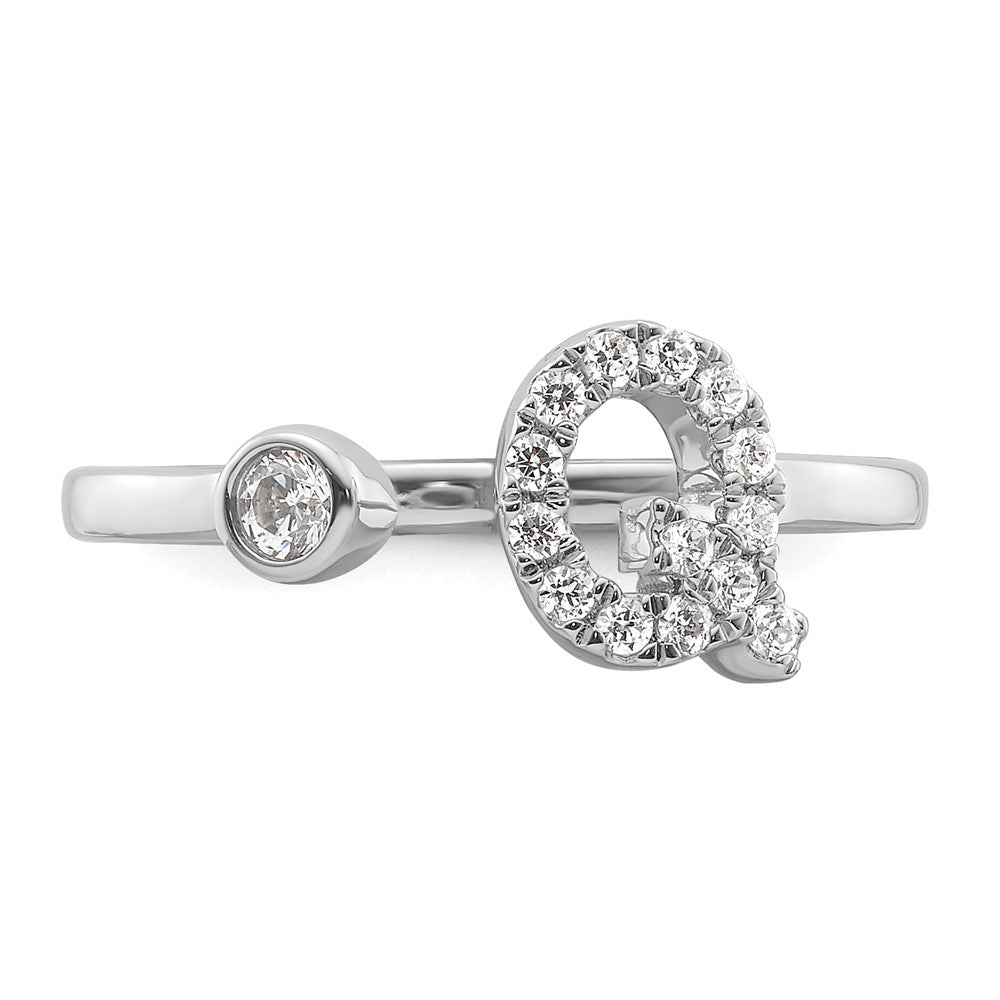 14k White Gold 1/5 carat Lab Grown Diamond VS/SI+ G+ Complete Initial Q Adjustable Ring