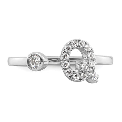14k White Gold 1/5 carat Lab Grown Diamond VS/SI+ G+ Complete Initial Q Adjustable Ring