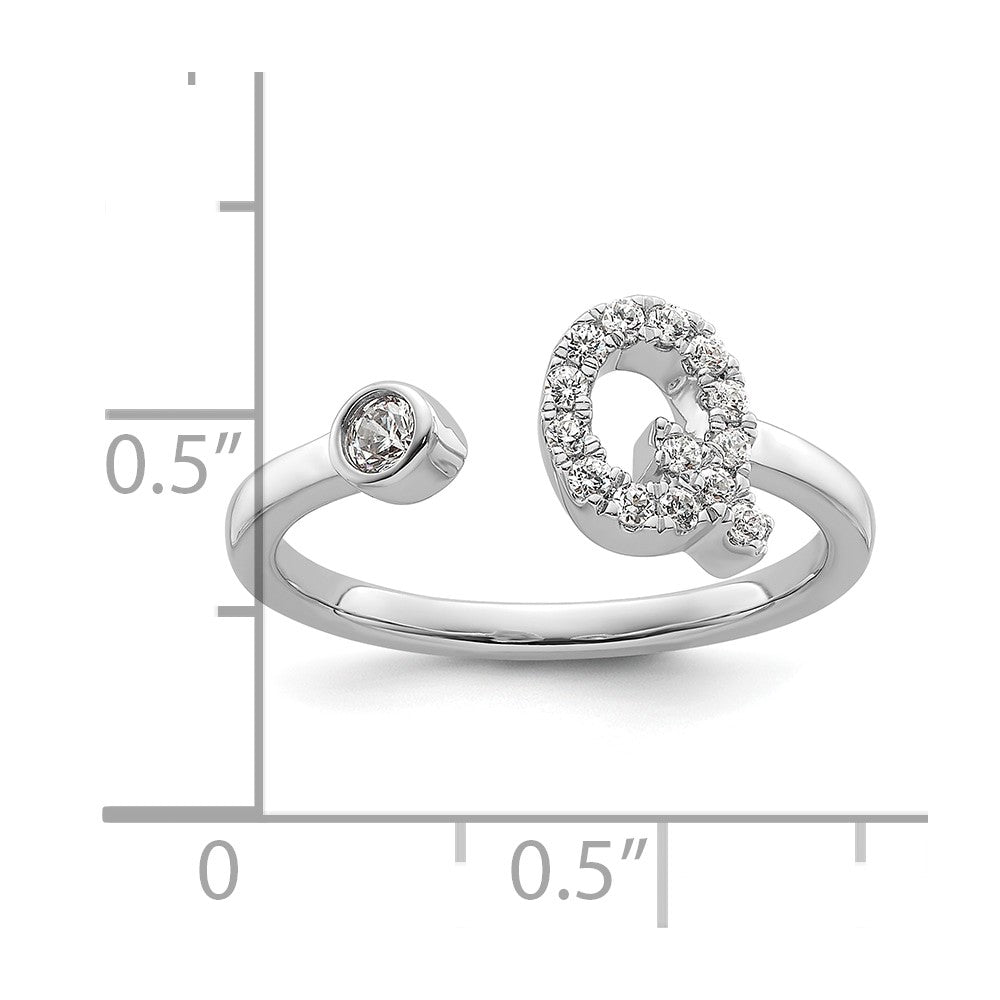 14k White Gold 1/5 carat Lab Grown Diamond VS/SI+ G+ Complete Initial Q Adjustable Ring