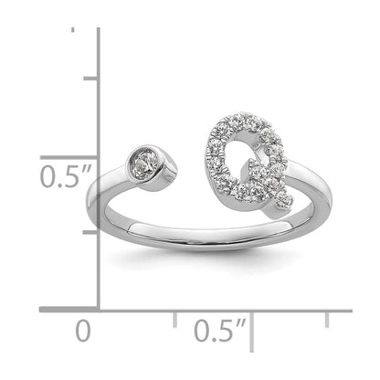 14k White Gold 1/5 carat Lab Grown Diamond VS/SI+ G+ Complete Initial Q Adjustable Ring