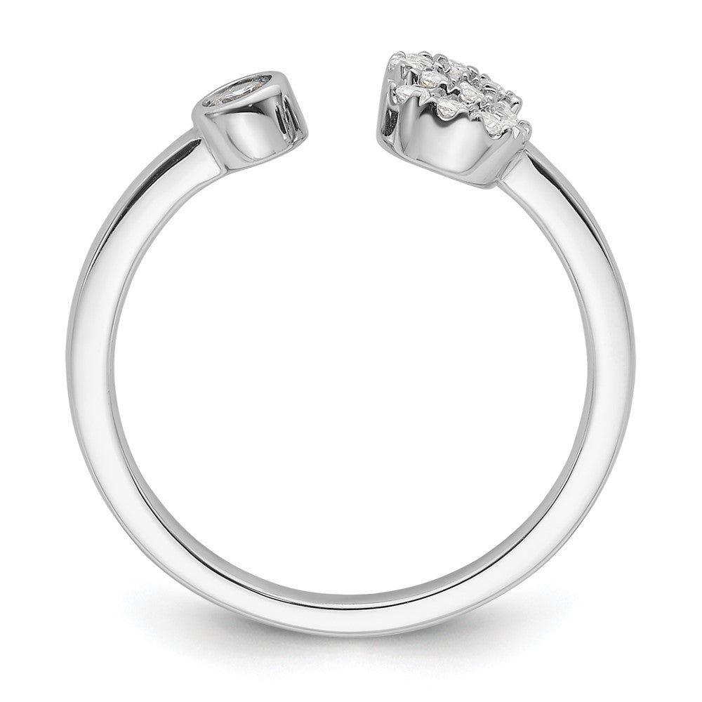 14k White Gold 1/6 carat Lab Grown Diamond VS/SI+ G+ Complete Initial S Adjustable Ring
