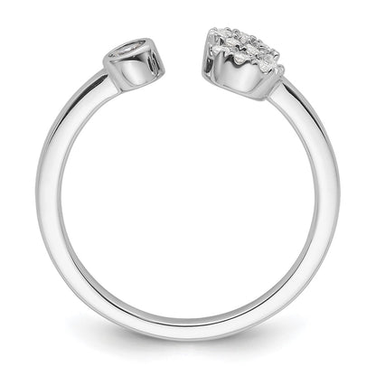 14k White Gold 1/6 carat Lab Grown Diamond VS/SI+ G+ Complete Initial S Adjustable Ring