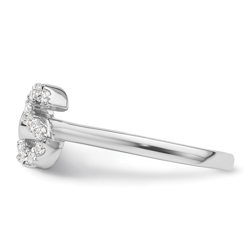 14k White Gold 1/6 carat Lab Grown Diamond VS/SI+ G+ Complete Initial S Adjustable Ring