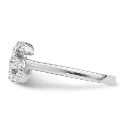 14k White Gold 1/6 carat Lab Grown Diamond VS/SI+ G+ Complete Initial S Adjustable Ring