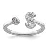 14k White Gold 1/6 carat Lab Grown Diamond VS/SI+ G+ Complete Initial S Adjustable Ring