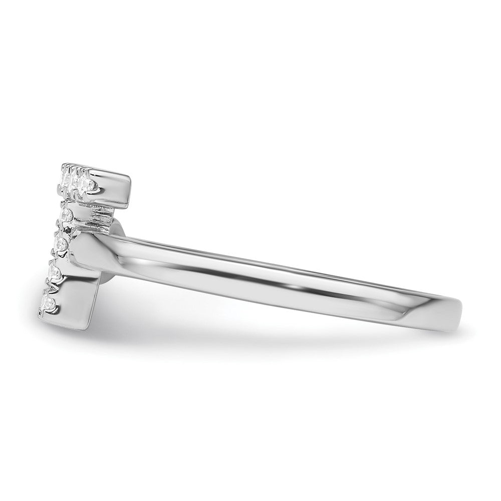 14k White Gold 1/6 carat Lab Grown Diamond VS/SI+ G+ Complete Initial T Adjustable Ring
