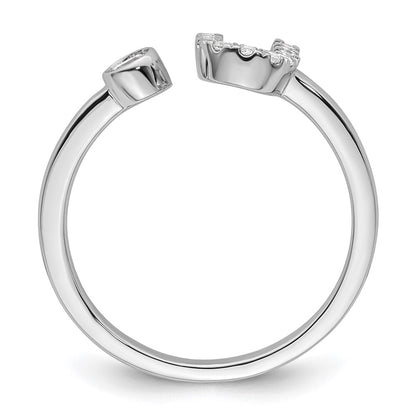 14k White Gold 1/6 carat Lab Grown Diamond VS/SI+ G+ Complete Initial U Adjustable Ring