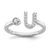 14k White Gold 1/6 carat Lab Grown Diamond VS/SI+ G+ Complete Initial U Adjustable Ring