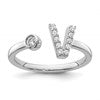 14k White Gold 1/6 carat Lab Grown Diamond VS/SI+ G+ Complete Initial V Adjustable Ring