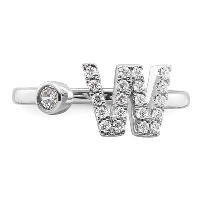 14k White Gold 1/4 carat Lab Grown Diamond VS/SI+ G+ Complete Initial W Adjustable Ring