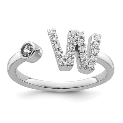 14k White Gold 1/4 carat Lab Grown Diamond VS/SI+ G+ Complete Initial W Adjustable Ring