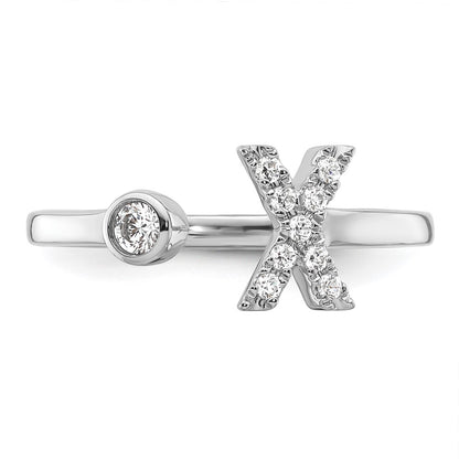 14k White Gold 1/6 carat Lab Grown Diamond VS/SI+ G+ Complete Initial X Adjustable Ring