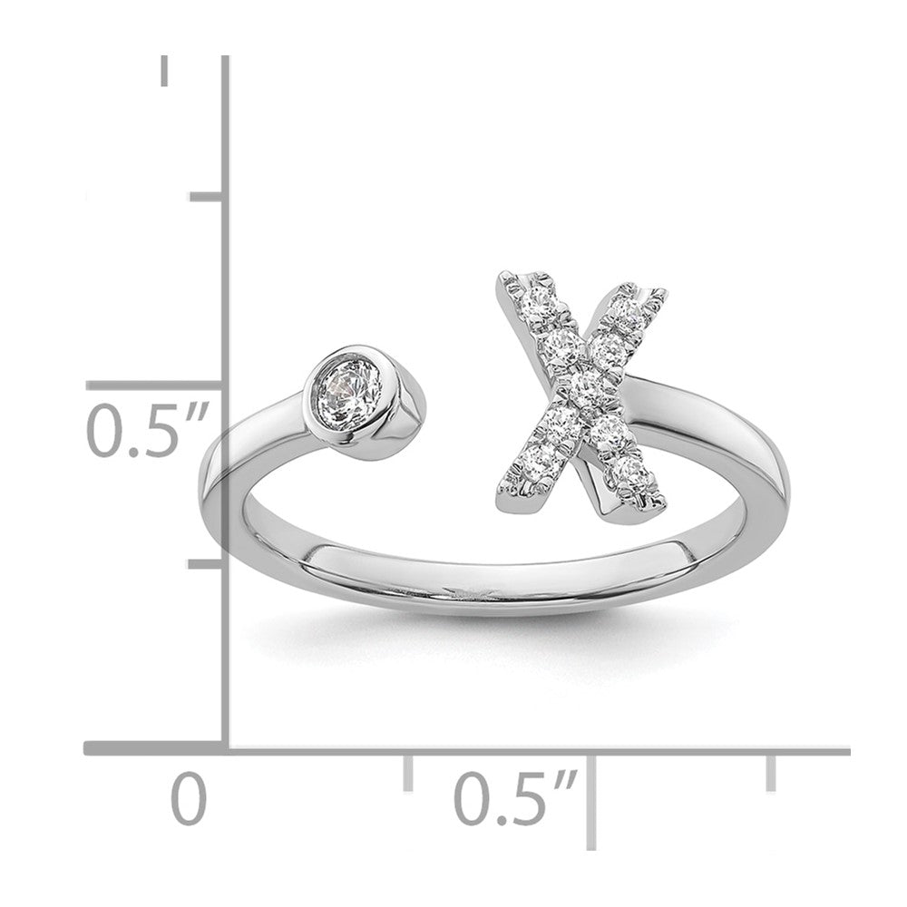 14k White Gold 1/6 carat Lab Grown Diamond VS/SI+ G+ Complete Initial X Adjustable Ring
