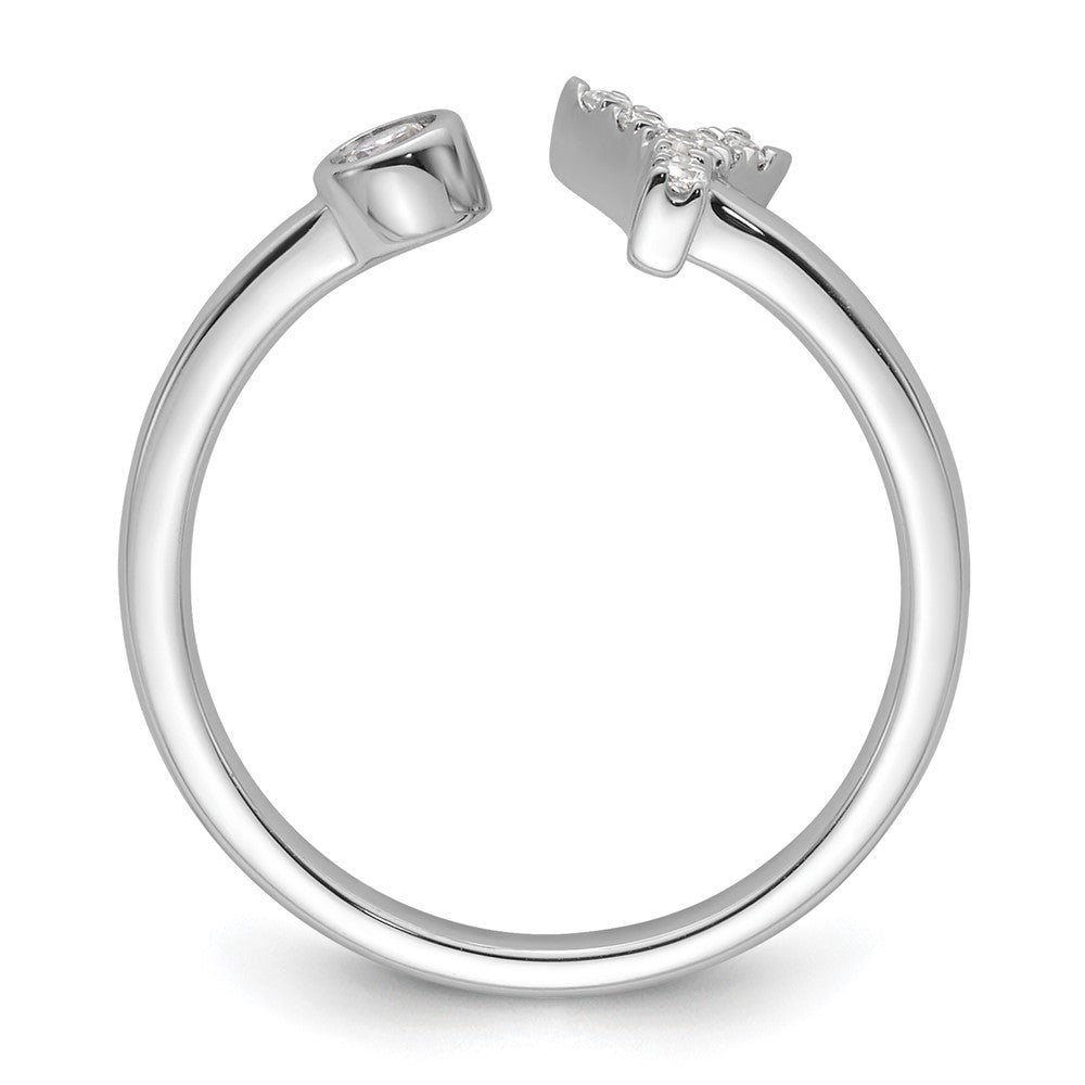 14k White Gold 1/8 carat Lab Grown Diamond VS/SI+ G+ Complete Initial Y Adjustable Ring