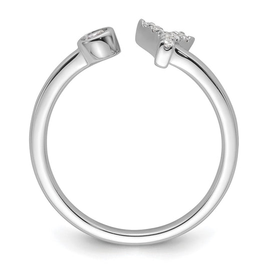 14k White Gold 1/8 carat Lab Grown Diamond VS/SI+ G+ Complete Initial Y Adjustable Ring