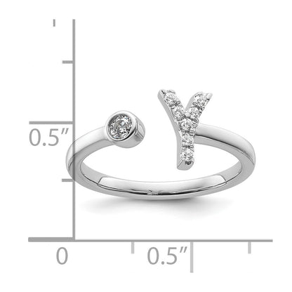 14k White Gold 1/8 carat Lab Grown Diamond VS/SI+ G+ Complete Initial Y Adjustable Ring