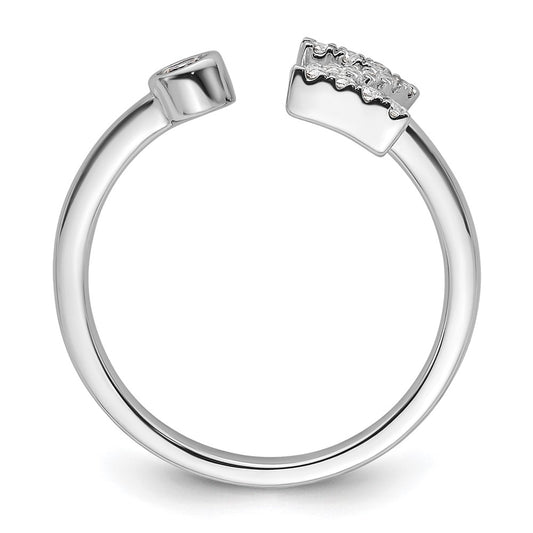 14k White Gold 1/5 carat Lab Grown Diamond VS/SI+ G+ Complete Initial Z Adjustable Ring