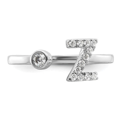 14k White Gold 1/5 carat Lab Grown Diamond VS/SI+ G+ Complete Initial Z Adjustable Ring