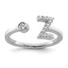 14k White Gold 1/5 carat Lab Grown Diamond VS/SI+ G+ Complete Initial Z Adjustable Ring
