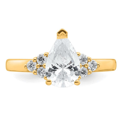 14k Yellow, w/ White Head Cert 2.64ct Pear Lab Grown VS/SI FGH Dia Complet