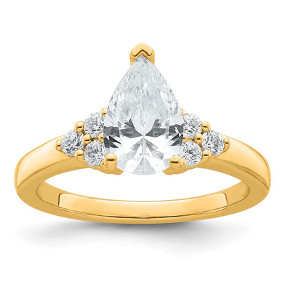 14k Yellow, w/ White Head Cert 2.64ct Pear Lab Grown VS/SI FGH Dia Complet