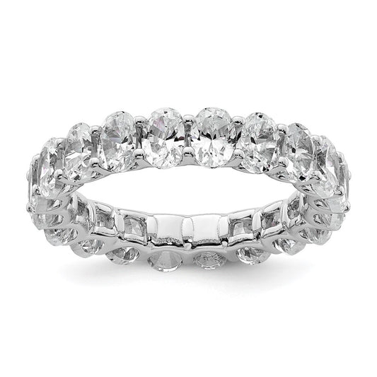 14k 4 carat Lab Grown Diamond VS/SI+ G+ Oval Complete Prong Set Size 6 Eternity Band