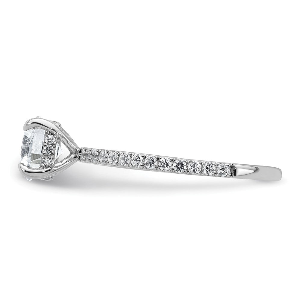 14k White Gold 1/3 carat Lab Grown Diamond VS/SI+ G+ 1 carat center Flair Round Semi Mount Engagement Ring