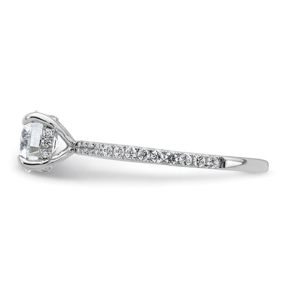 14k White Gold 1/3 carat Lab Grown Diamond VS/SI+ G+ 1 carat center Flair Round Semi Mount Engagement Ring