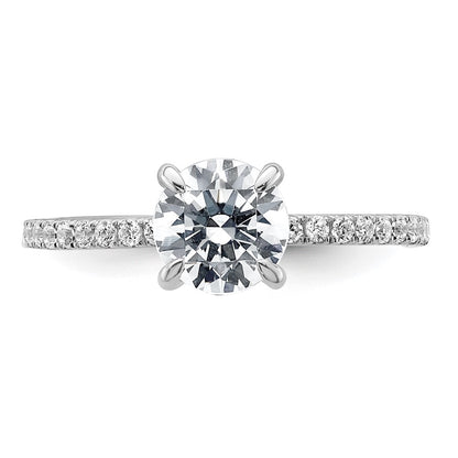 14k White Gold 1/3 carat Lab Grown Diamond VS/SI+ G+ 1 carat center Flair Round Semi Mount Engagement Ring