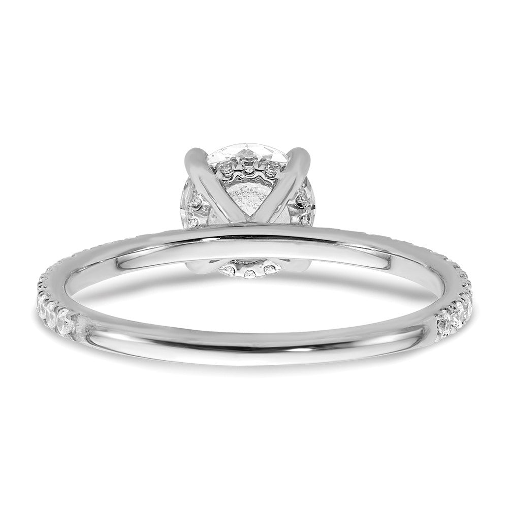 14k White Gold 1/3 carat Lab Grown Diamond VS/SI+ G+ 1 carat center Flair Round Semi Mount Engagement Ring
