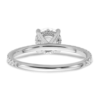 14k White Gold 1/3 carat Lab Grown Diamond VS/SI+ G+ 1 carat center Flair Round Semi Mount Engagement Ring