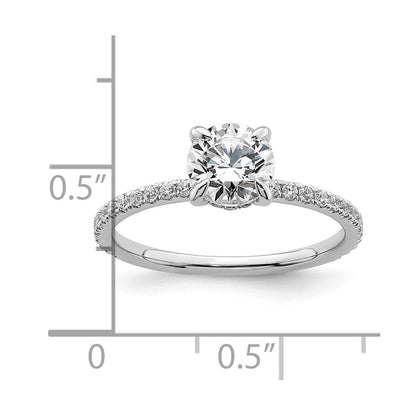 14k White Gold 1/3 carat Lab Grown Diamond VS/SI+ G+ 1 carat center Flair Round Semi Mount Engagement Ring
