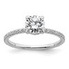 14k White Gold 1/3 carat Lab Grown Diamond VS/SI+ G+ 1 carat center Flair Round Semi Mount Engagement Ring