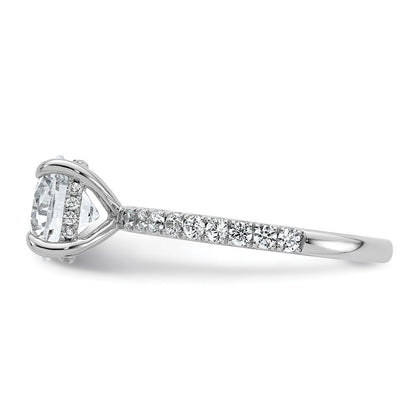 14k White Gold 3/8 carat Lab Grown Diamond VS/SI+ G+ 2 carat center Flair Round Semi Mount Engagement Ring