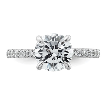 14k White Gold 3/8 carat Lab Grown Diamond VS/SI+ G+ 2 carat center Flair Round Semi Mount Engagement Ring
