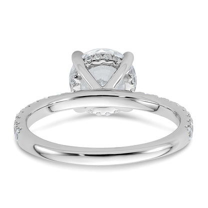 14k White Gold 3/8 carat Lab Grown Diamond VS/SI+ G+ 2 carat center Flair Round Semi Mount Engagement Ring