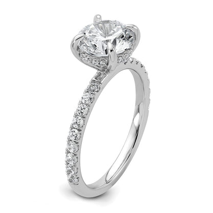 14k White Gold 3/8 carat Lab Grown Diamond VS/SI+ G+ 2 carat center Flair Round Semi Mount Engagement Ring