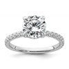 14k White Gold 3/8 carat Lab Grown Diamond VS/SI+ G+ 2 carat center Flair Round Semi Mount Engagement Ring