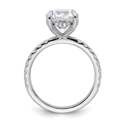 14k White Gold 1/2 carat Lab Grown Diamond VS/SI+ G+ 3 carat center Flair Round Semi Mount Engagement Ring
