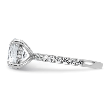 14k White Gold 1/2 carat Lab Grown Diamond VS/SI+ G+ 3 carat center Flair Round Semi Mount Engagement Ring
