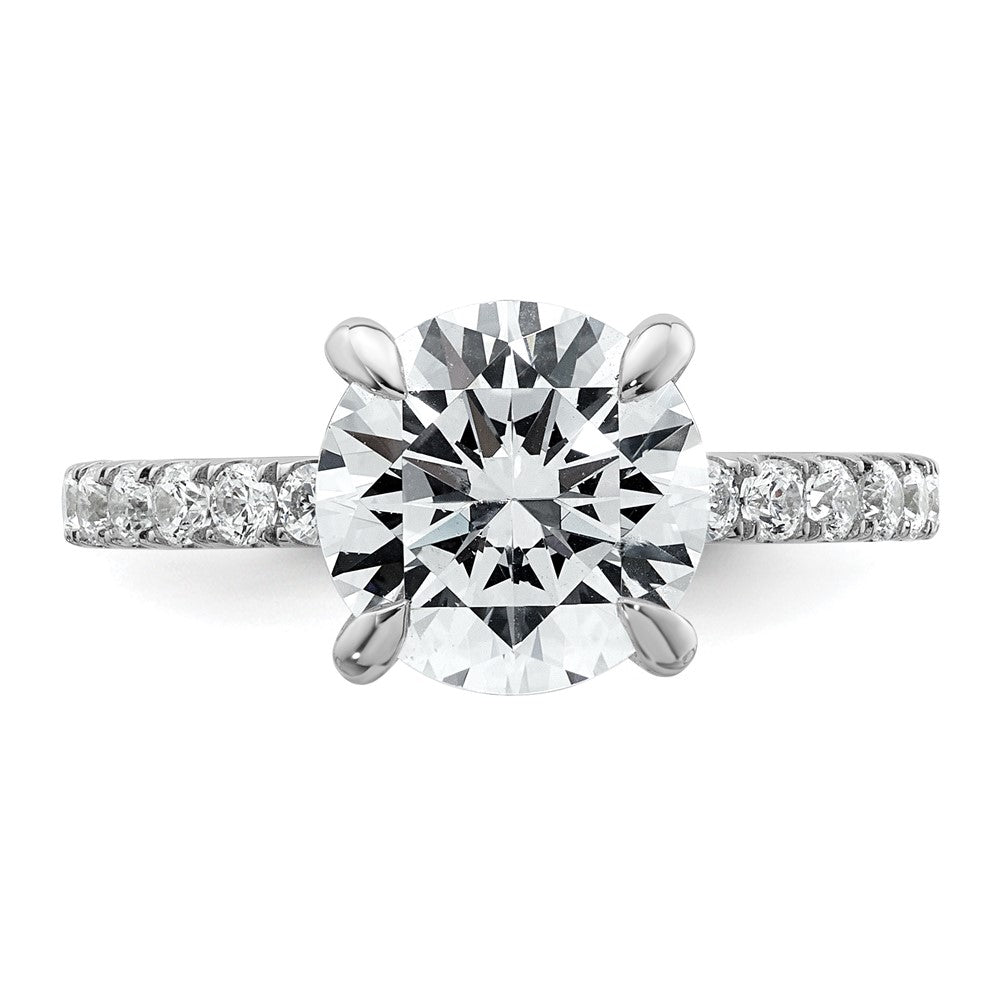 14k White Gold 1/2 carat Lab Grown Diamond VS/SI+ G+ 3 carat center Flair Round Semi Mount Engagement Ring