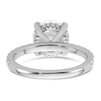 14k White Gold 1/2 carat Lab Grown Diamond VS/SI+ G+ 3 carat center Flair Round Semi Mount Engagement Ring