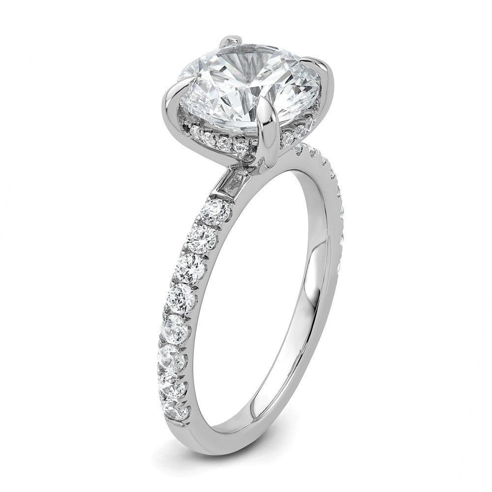 14k White Gold 1/2 carat Lab Grown Diamond VS/SI+ G+ 3 carat center Flair Round Semi Mount Engagement Ring