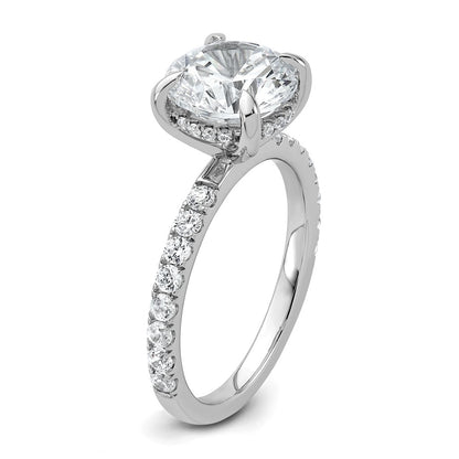 14k White Gold 1/2 carat Lab Grown Diamond VS/SI+ G+ 3 carat center Flair Round Semi Mount Engagement Ring