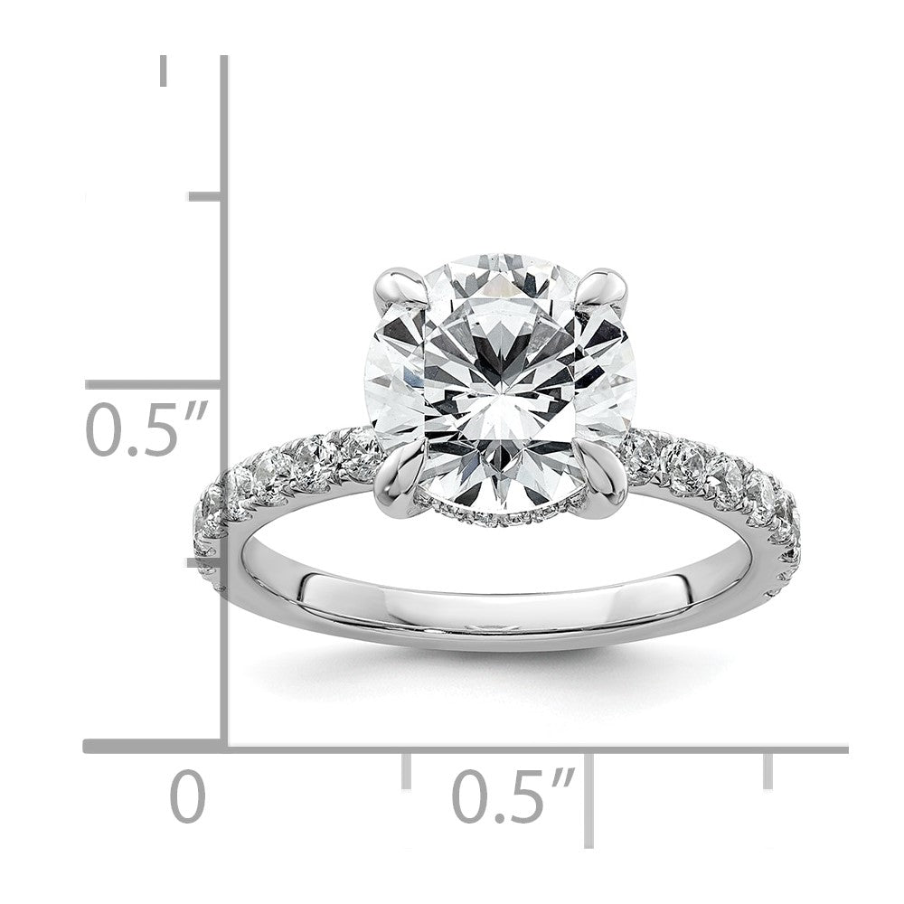 14k White Gold 1/2 carat Lab Grown Diamond VS/SI+ G+ 3 carat center Flair Round Semi Mount Engagement Ring