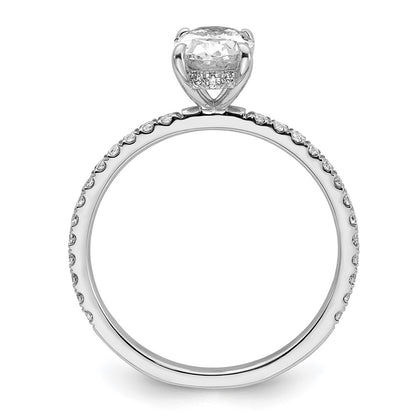 14k White Gold 1/3 carat Lab Grown Diamond VS/SI+ G+ 1 carat center Flair Oval Semi Mount Engagement Ring