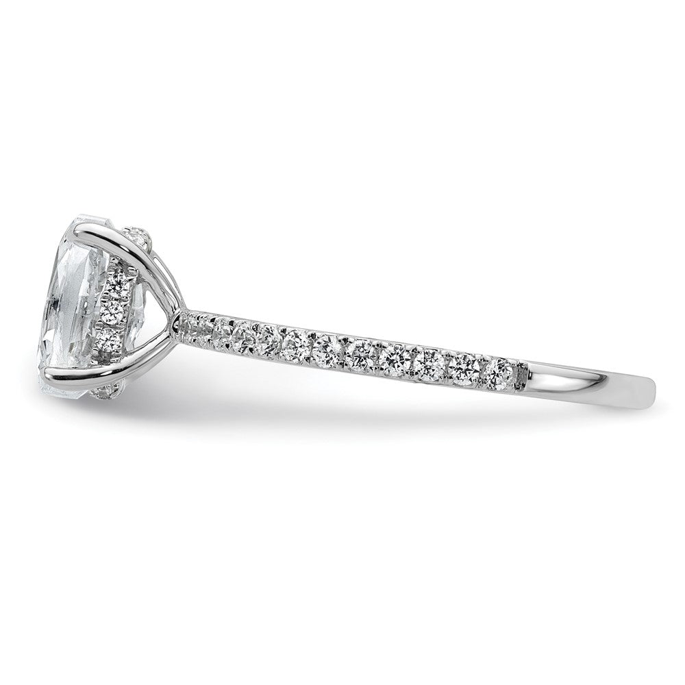14k White Gold 1/3 carat Lab Grown Diamond VS/SI+ G+ 1 carat center Flair Oval Semi Mount Engagement Ring