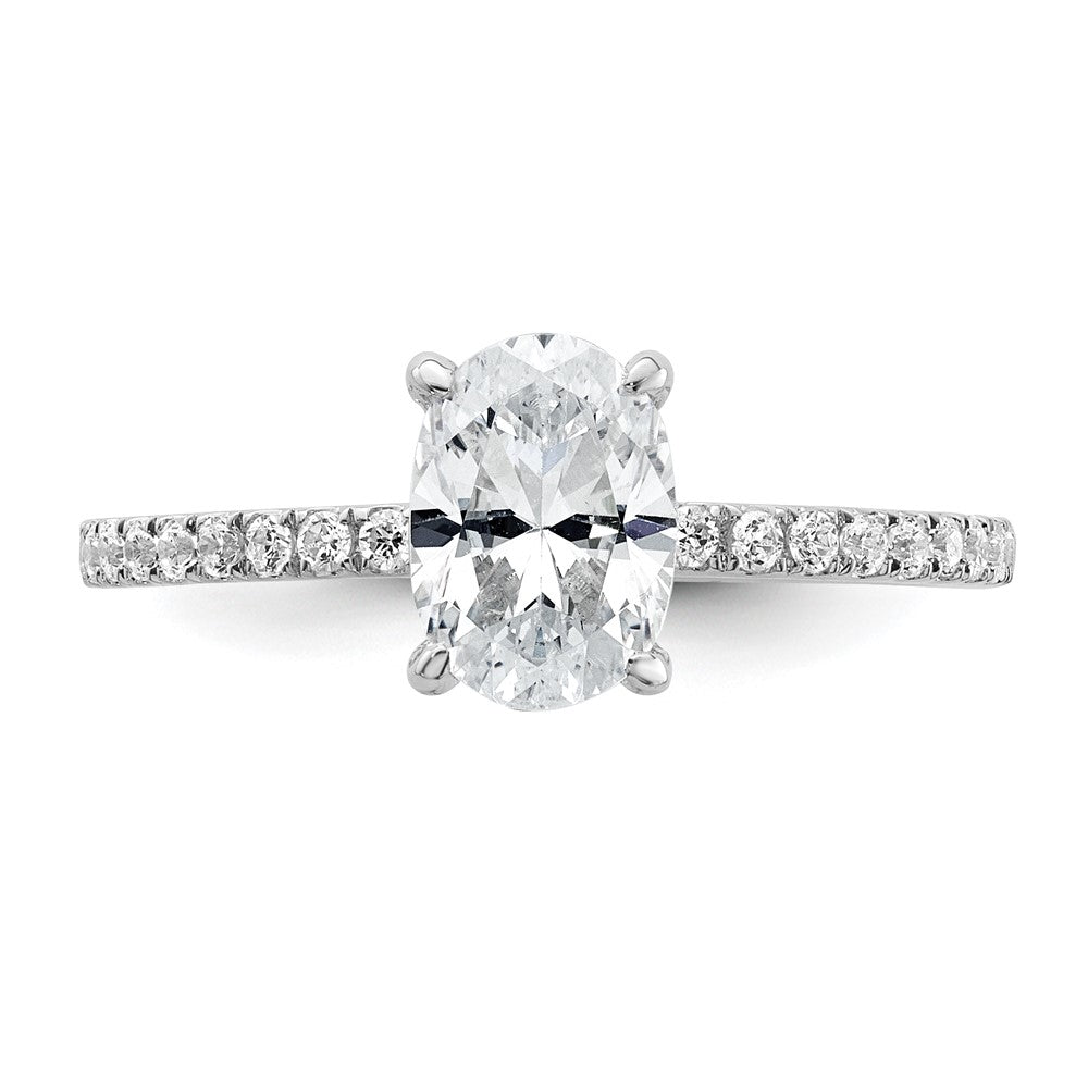 14k White Gold 1/3 carat Lab Grown Diamond VS/SI+ G+ 1 carat center Flair Oval Semi Mount Engagement Ring