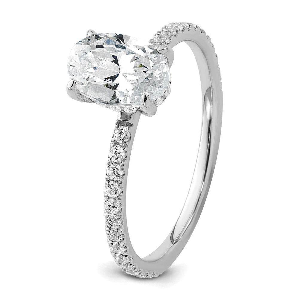 14k White Gold 1/3 carat Lab Grown Diamond VS/SI+ G+ 1 carat center Flair Oval Semi Mount Engagement Ring